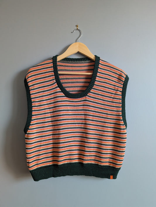 Striped Combo Vest - Green/Orange