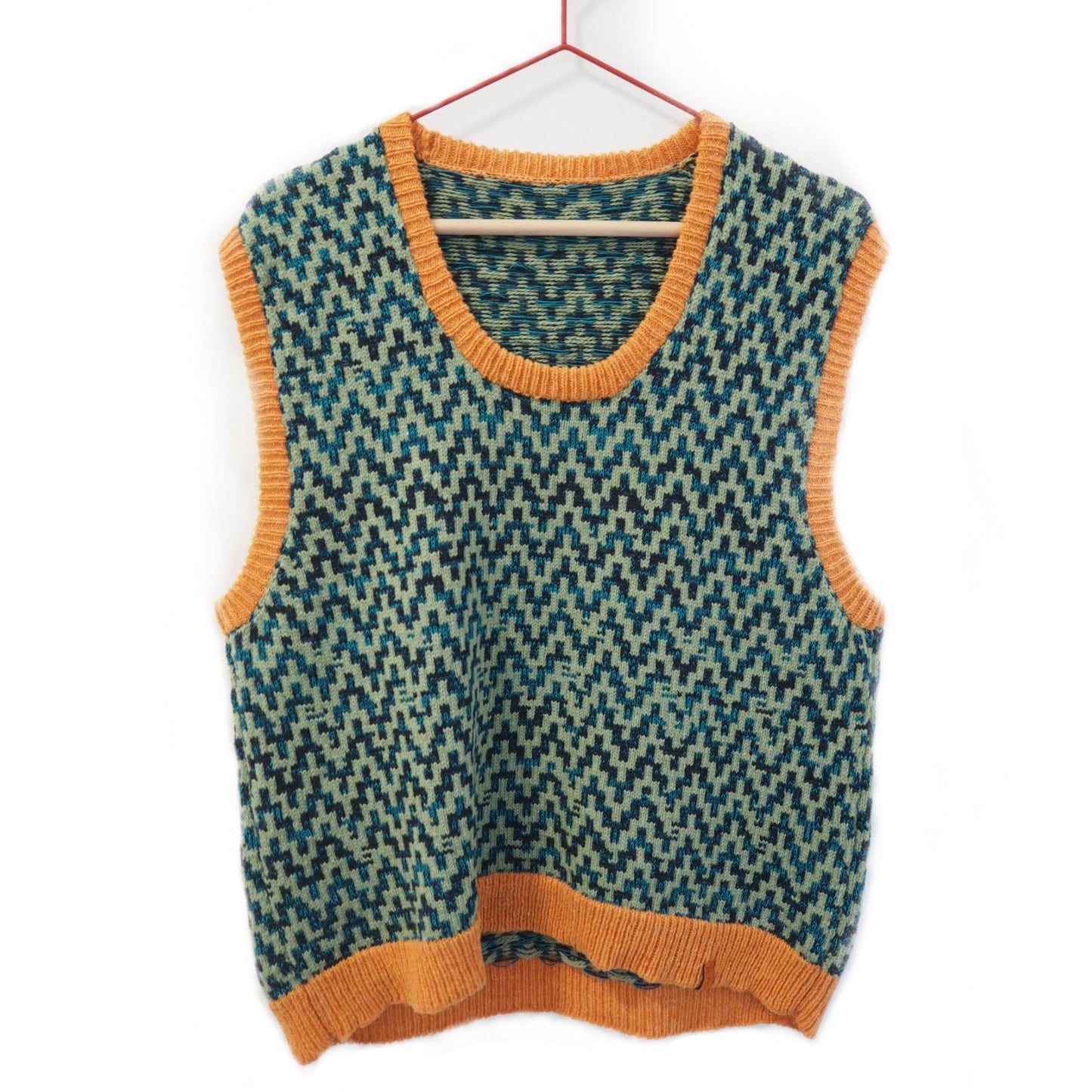 Graphic Chevron Vest - Blue/Green - Size L