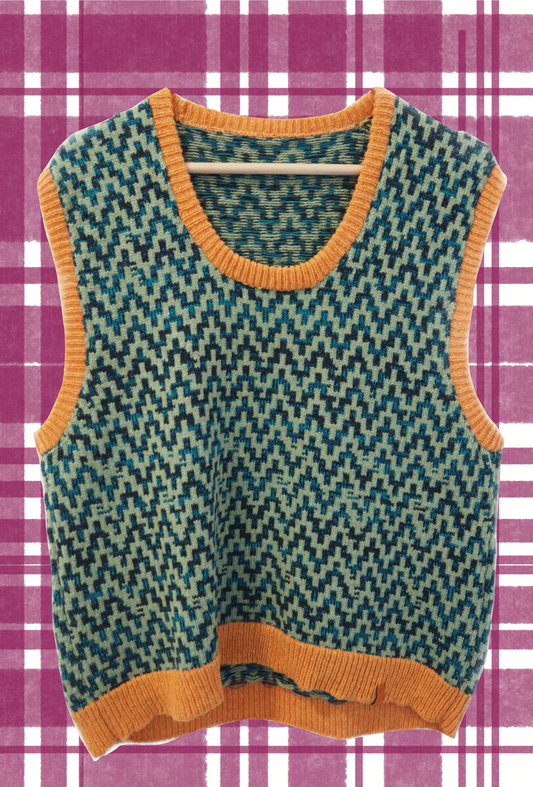 Graphic Chevron Vest - Blue/Green - Size L