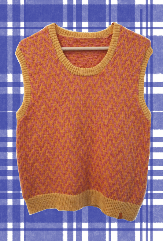 Graphic Chevron Vest - Pink/Orange - Size M