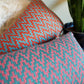 Pink and Teal Stepped Chevron Cushion - 22x12 Inch
