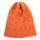 An orange ribbed beanie without a folded brim by K.Moods. It is on a white background.