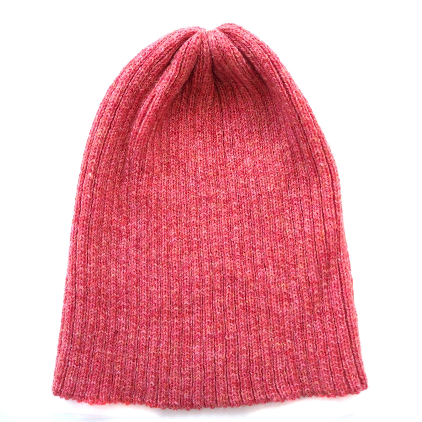 A pink ribbed beanie without a folded brim by K.Moods. It is on a white background.