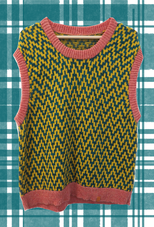 Graphic Chevron Vest - Blue/Yellow - Size L