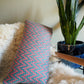 Pink and Teal Stepped Chevron Cushion - 22x12 Inch